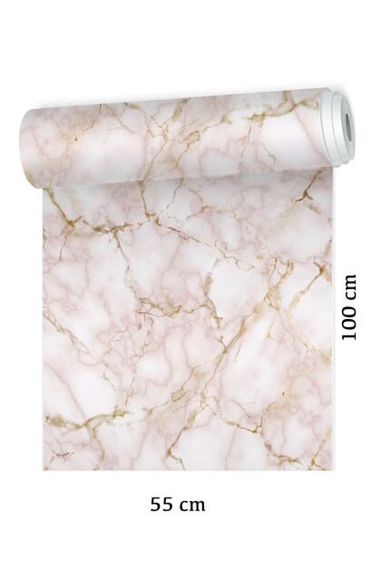 Soft Pink -gold Color Marble Pattern Floor Covering Foil Sticker - Model3