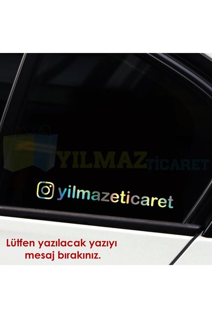 Kişiye Özel Instagram Hologram Motosiklet Oto Sticker Yapıştırma 16 Cm 2 Ad ( Yazı Mesaj Bırakınız )