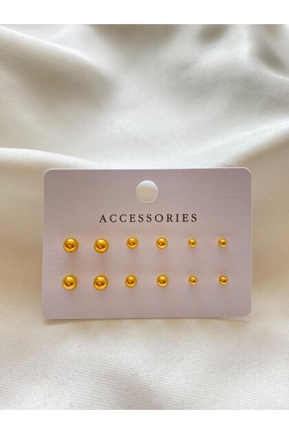 Altılı Gold Metal Toplu Küpe