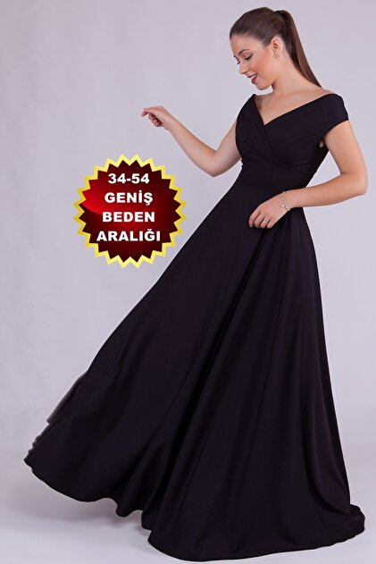 lovebox Flexible Atlas Fabric Boat Neck Flowy Maxi Black Evening Dress 237- Trendyol lovebox Flexible Atlas Fabric Boat Neck Flowy Maxi Black Evening Dress 237- Trendyol