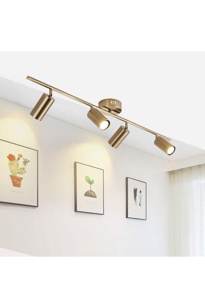 Led Spot,led Avize Matt Altın Kaplama Gövde 4xgu10 Duylu Gün Işığı 360 Derece Hareketli Başlık Spot