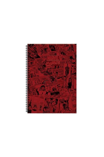 Marvel Spiral Notebook, Hard Cover, Striped, 100 Sheets, (17x24 cm), Claret Red