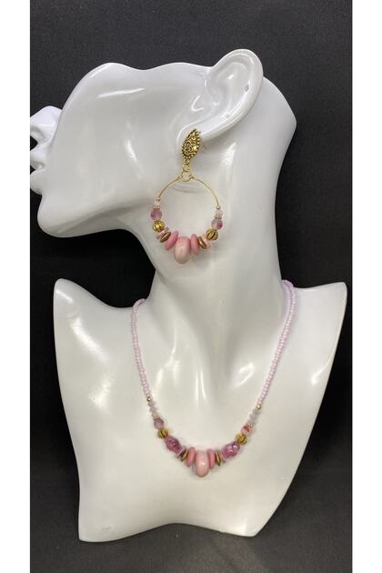 Handmade Ethnic Ceramic Beads Women's Necklace Earring Set
