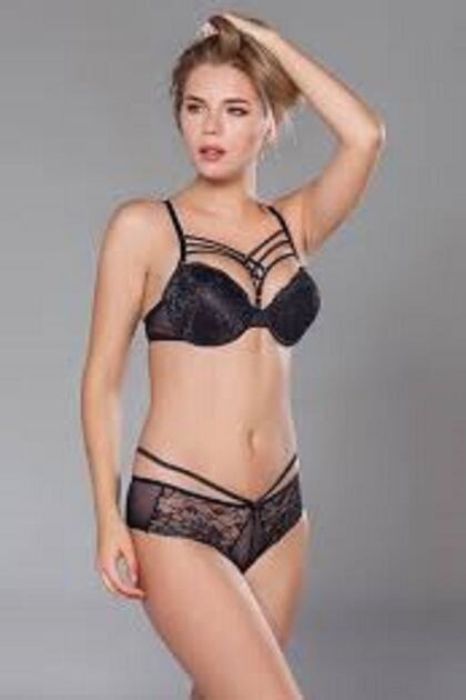 Women's Black Fully Padded Bra Panty Set