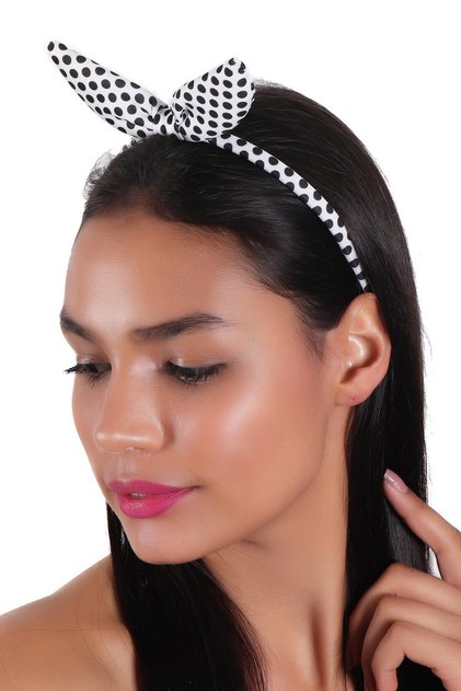 Hahai Women's Thin Band Polka Dot Bow Crown