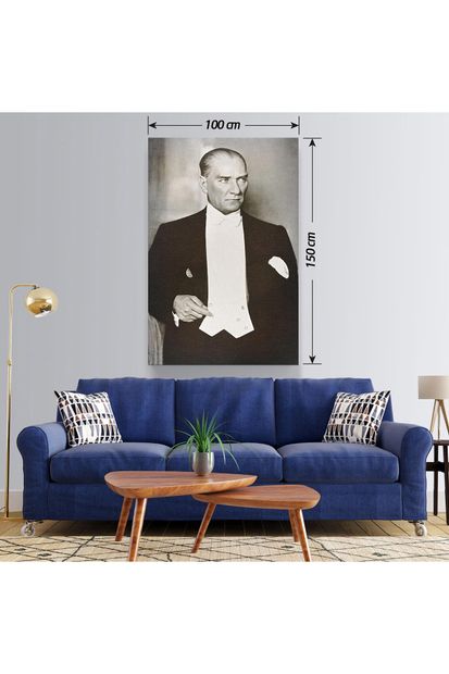 BASKIVAR Atatürk Siyah Beyaz Fraklı Portresi Dikey Kanvas Tablo - 5