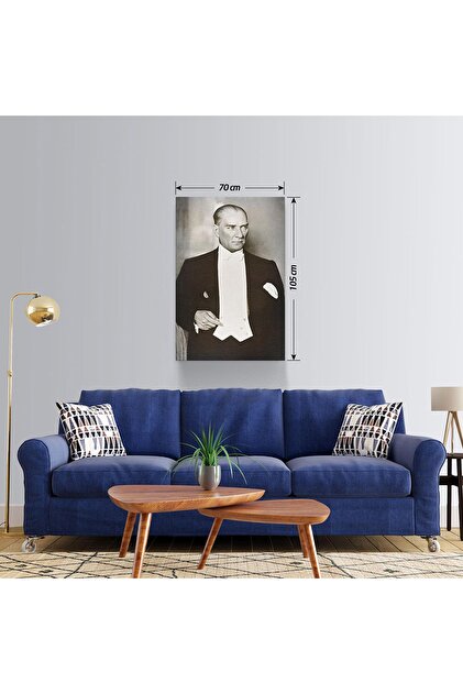 BASKIVAR Atatürk Siyah Beyaz Fraklı Portresi Dikey Kanvas Tablo - 12