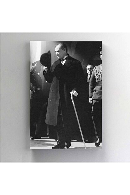 BASKIVAR Siyah Beyaz Atatürk Portresi Dikey Kanvas Tablo - Tablo - Ata-071 - 11