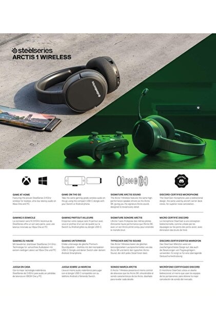 SteelSeries Unisex Siyah Arctis 1 Wireless Xbox Edition Gaming Oyuncu Kulaklığı - 9