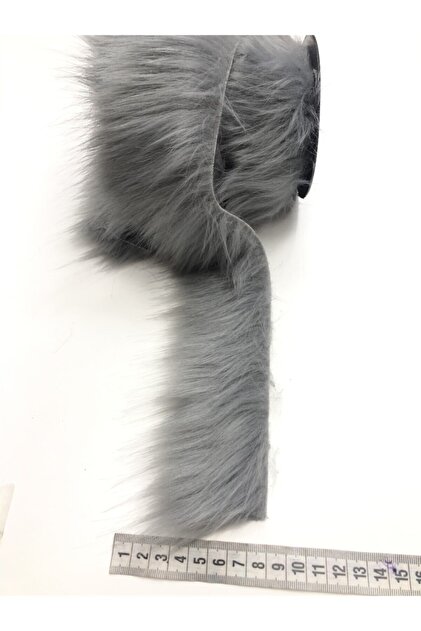 Gray Artificial Fur Piping Ribbon 8 Cm-Pps-1011 – Decorative Ribbon, Stylish Design, Women's Accessory – Decorat