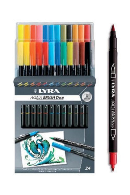 Aqua Brush Duo Marker cu două capete pentru desen, 24 de culori