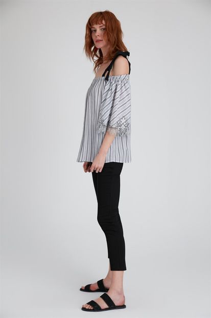 Setre Kadın Siyah- Beyaz Şerit Bluz ST030S300111 - 3