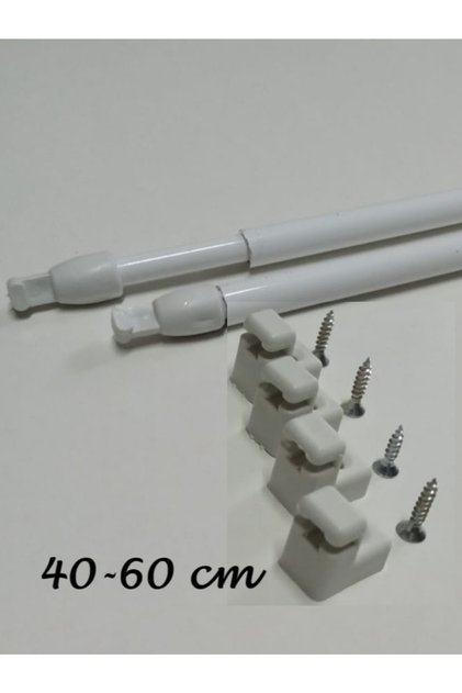 40-60 Cm Ayarlanabilir Briz Çubuğu 2 Adet Alüminyum Perde Borusu 4 Adet Başlık