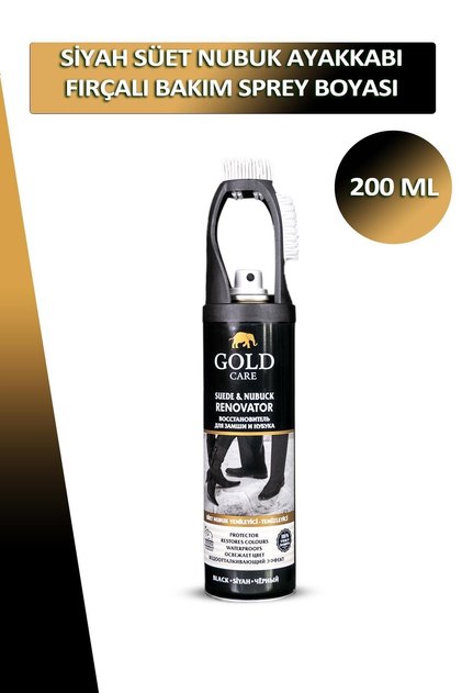 Bağcık Gold Care Siyah Süet Nubuk Ayakkabı Temizleyici Fırçalı Bakım Sprey Boyası 200 ml Set