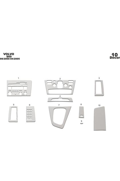 Meriç ® Volvo S60 Front Glove Box Trim Aluminum 10 Pieces 2000-2005
