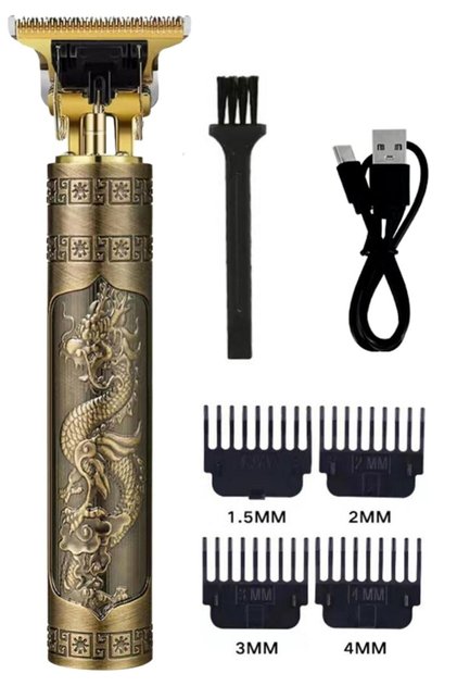 ® Vintage Görünümlü Güçlü 4 Farklı Başlıklı Usb Şarjlı Manuel Tıraş Makinası