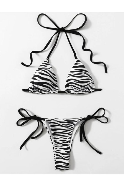 Zebra Patterned Women's Bikini Set