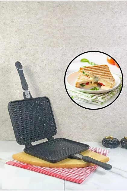 Eda CookWare Döküm El Tostu Makinası Ocak Üstü Siyah 17x24 Cm