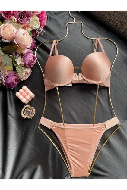 Women's V Detailed Padded Bra Set 630 Mid V Detail Soft Cup Bra Set Complete Your Style!