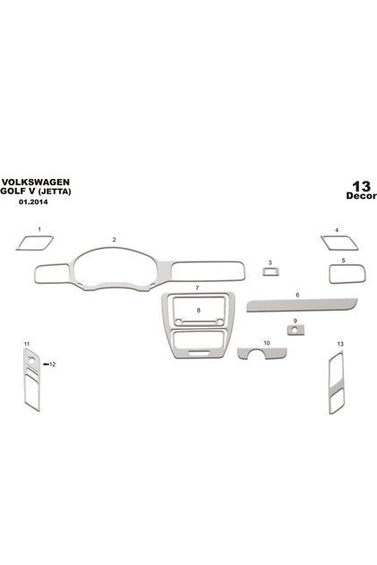 Meriç ® Volkswagen Jetta Front Glove Box Trim Aluminum 13 Piece 2013-›