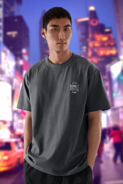 Men's Stay Humble Printed Smoked Crew Neck T-Shirt