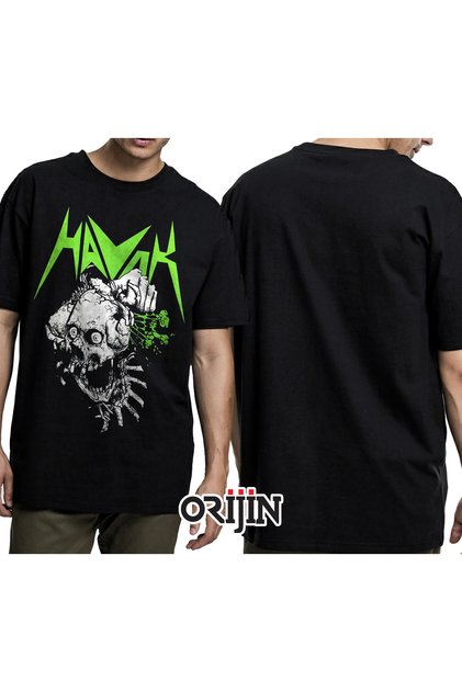 Orijin Tekstil Havok Skull Baskılı Unisex Siyah Tshirt - Fiyatı