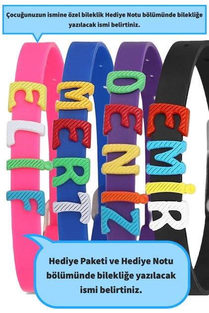 Kişiselleştirilebilir Silikon Çocuk Bileklik (1 ADET) – Her İsim Yazılabilir Özel Tasarım Blk11001