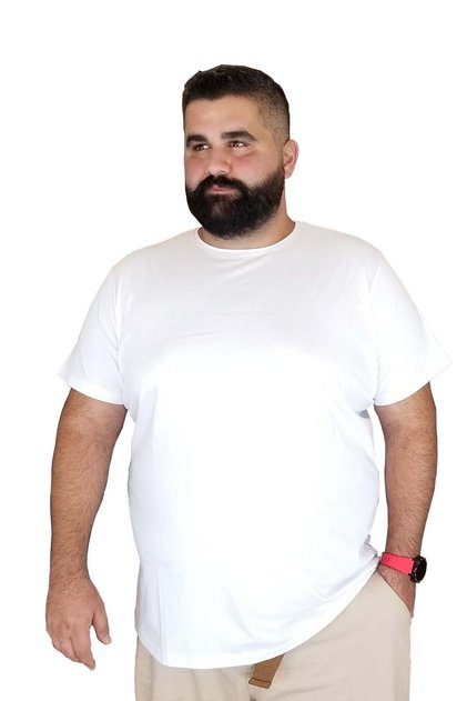 Men's White Large Size Cotton T-Shirt