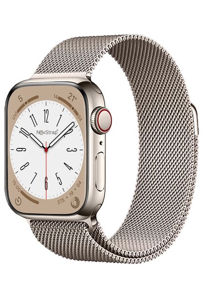 Apple Watch Se 40mm Uyumlu Starlight Yıldız Işığı Hasır Örgü Metal Kordon Kayış