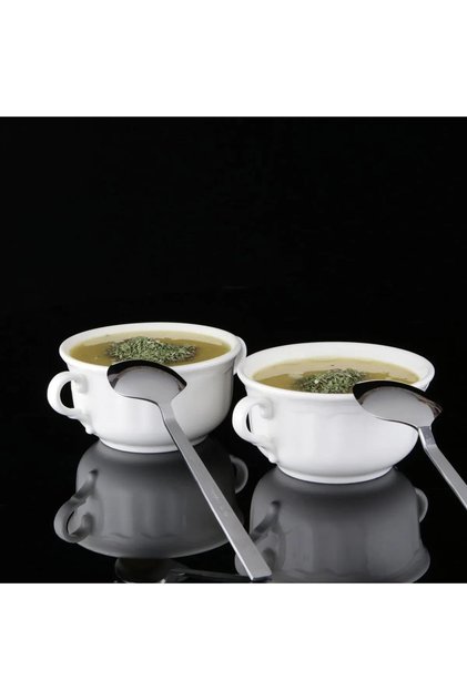 Soup Bowl Double Handle Soup Porcelain Soup Container 11 Cm 2 Pieces Güral Porcelain
