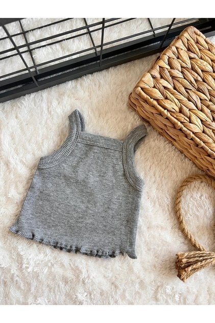 Gray Baby Crop Top Blouse