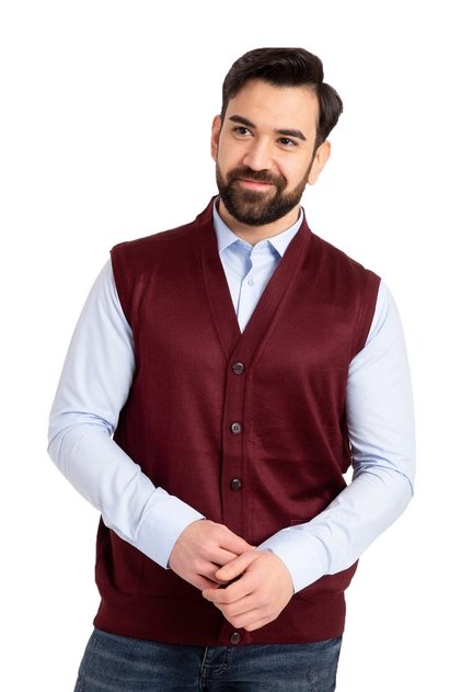 Men's Middle Age and Above Thin Wool Knitwear Knitted Dad Vest 5110