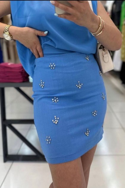 Taşlı Mini Etek