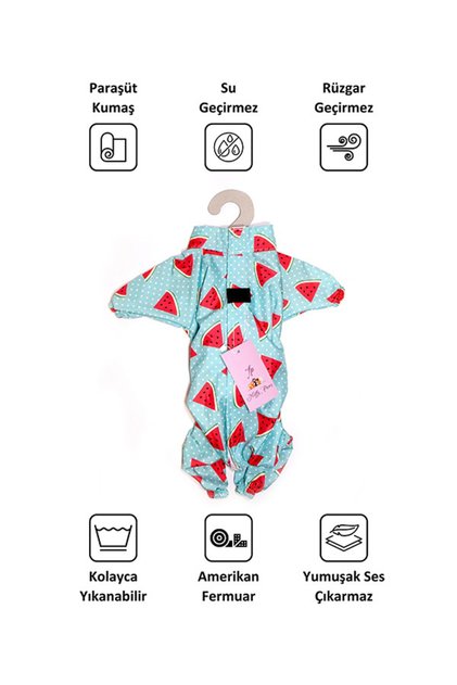 Sweet Watermelon Su Geçirmez Köpek Yağmurluk