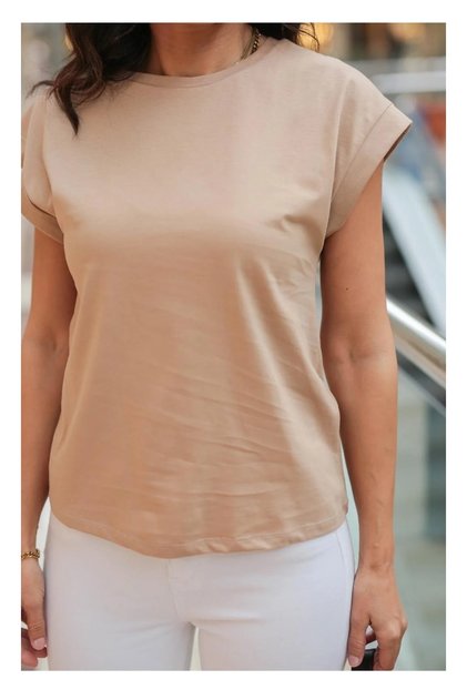 3504 Crew Neck Combed Cotton Blouse-beige/u2549