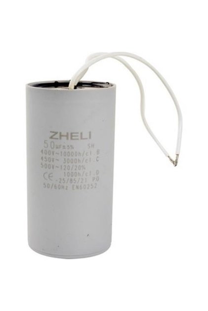 Zheli 50 Mf Kondansatör 400-450 V Plastik Kablolu(daimi)