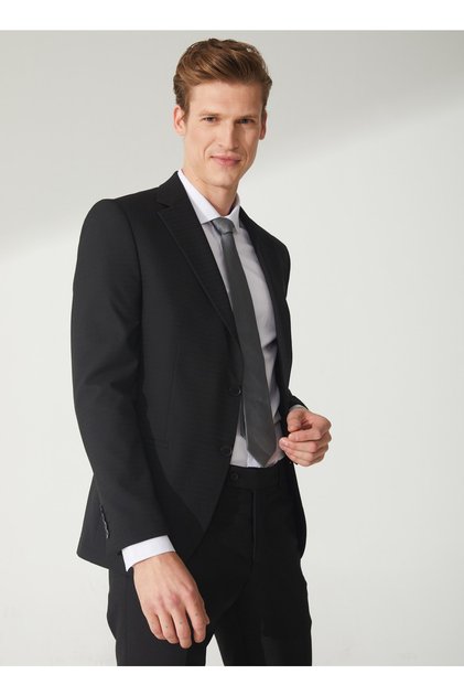 Normal Bel Slim Fit Siyah Erkek Takım Elbise Tk1006900236