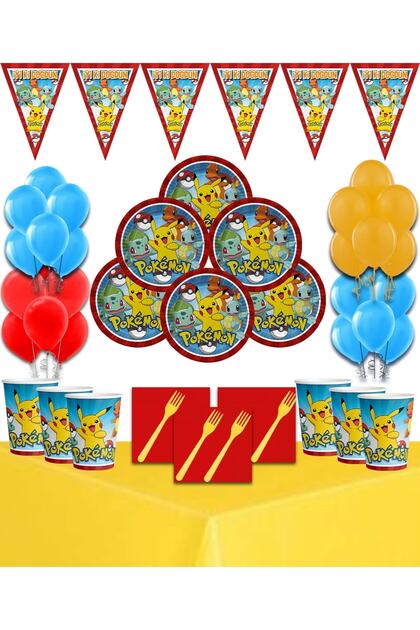 Pokemon 16 Kişilik Doğum Günü Parti Malzemeleri Seti