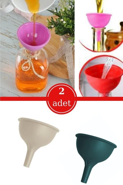 2 Adet Mini Huni, Pratik Silikon Yağ Sirkelik Huni 7cm 2'li Set
