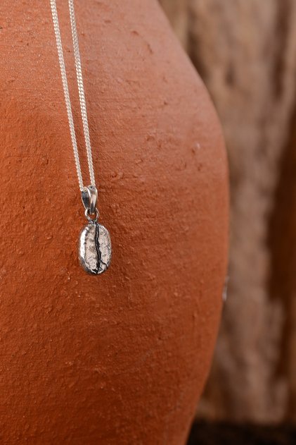 Gümüş Kahve Çekirdeği Kolye 925 Ayar Gümüş Kahve Çekirdeği Figürlü Unisex Kolye
