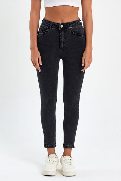 Smoked High Waist Skinny Leg Power Lycra Loose Super Skinny Lycra Jeans