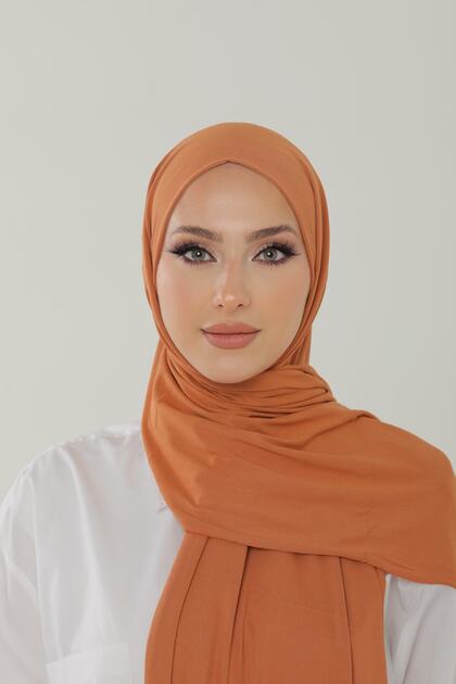 Şeftali Luxury Penye Şal - Kadın Tesettür Jersey Hijab Lycra Shawl