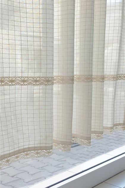 Buldan Work Natural Linen Authentic Woven Handcrafted Curtain Kopanaki