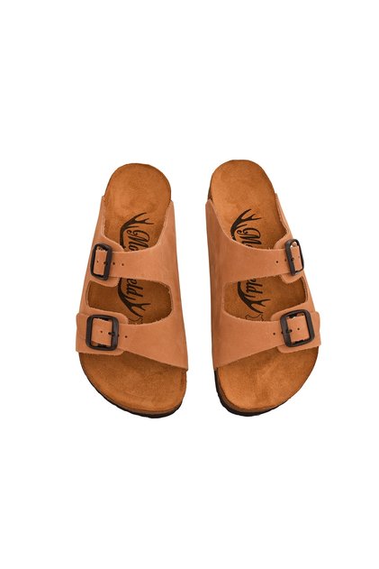 Genuine Leather Unisex Antique Tan Nubuck Slippers