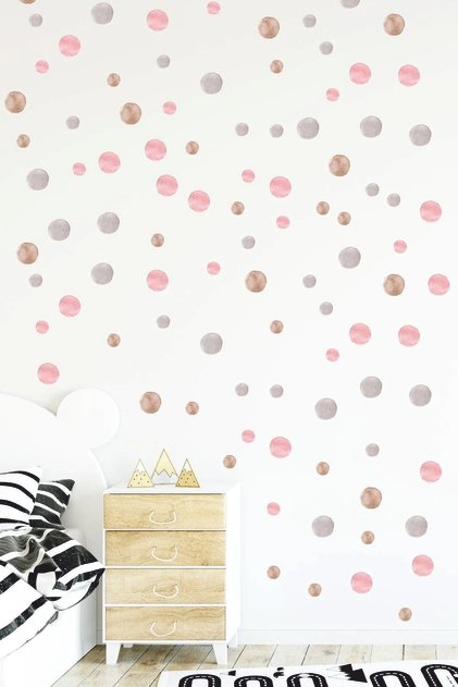 Watercolor Soft Polka Dots Wall Sticker Set