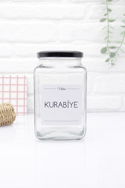 Glass Cookie Storage Jar with Black Lid 1000ml