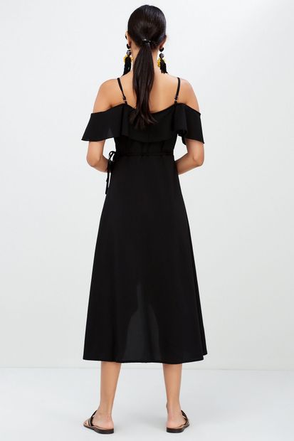 Cool & Sexy Kadın Siyah Kruvaze Elbise ED31 - 5