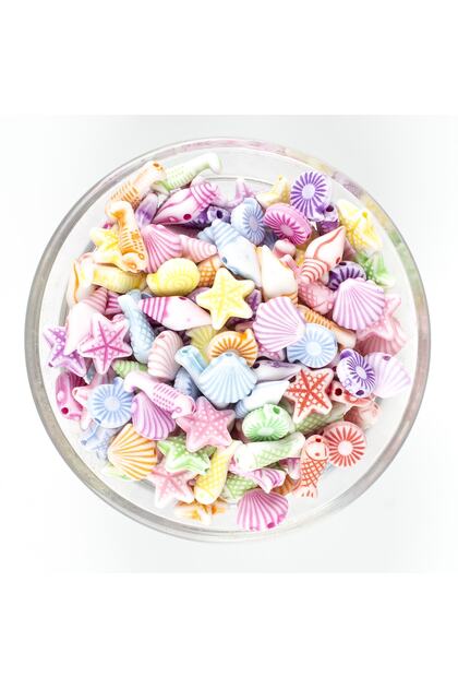 25 Gram - Karışık Soft Renkli, Karışık Deniz Ürünleri Boncuk, 1.kalite ( 25gr - 60-65 Adet Arası )