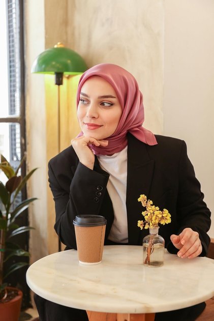 Miray Plain Color Scarf - Crystal-Dried Rose-1