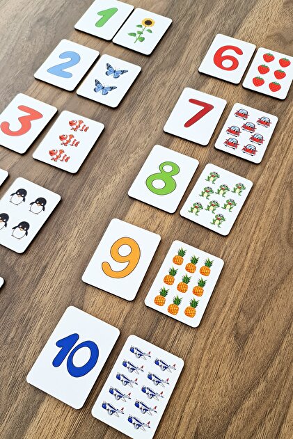 metafortoys Ahşap Sayılar Zeka Kartları Eşleştirme Oyunu Okul